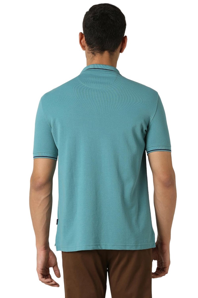 Van Heusen Men's Regular Fit Polo T-Shirt (VSKPWRGFR16516_Teal L) - Image 5