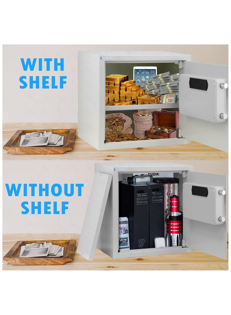 Rubik صندوق أمان كبير للمكتب المنزلي مع لوحة مفاتيح رقمية وقفل مفتاح، خزانة أمان لحماية المستندات والنقد والمجوهرات وجوازات السفر (الحجم 40 × 38 × 30 سم) أبيض - Image 3