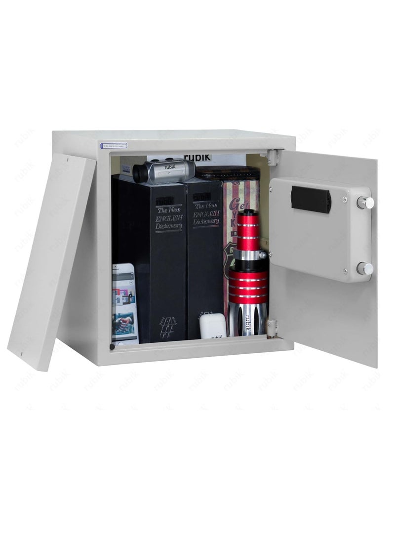 Rubik صندوق أمان كبير للمكتب المنزلي مع لوحة مفاتيح رقمية وقفل مفتاح، خزانة أمان لحماية المستندات والنقد والمجوهرات وجوازات السفر (الحجم 40 × 38 × 30 سم) أبيض - Image 5