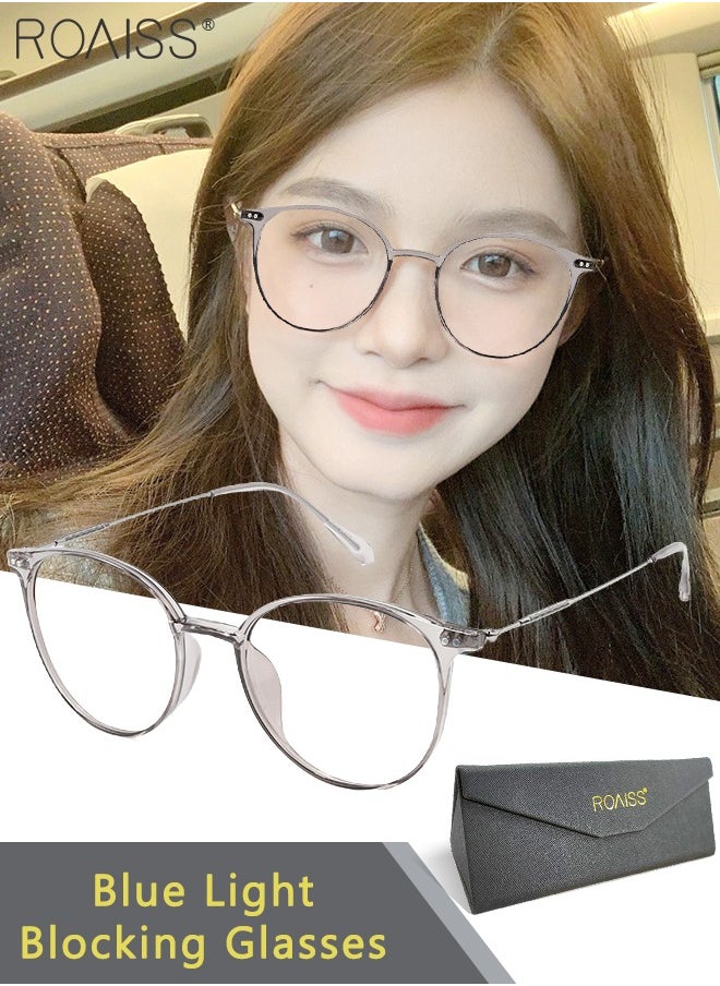 roaiss - Women's Blue Light Blocking Glasses Blue Light Filter Computer Reading Gaming TV Phones Round Eyeglasses Fashion Anti Eyestrain Headache Eyewear - Image 1