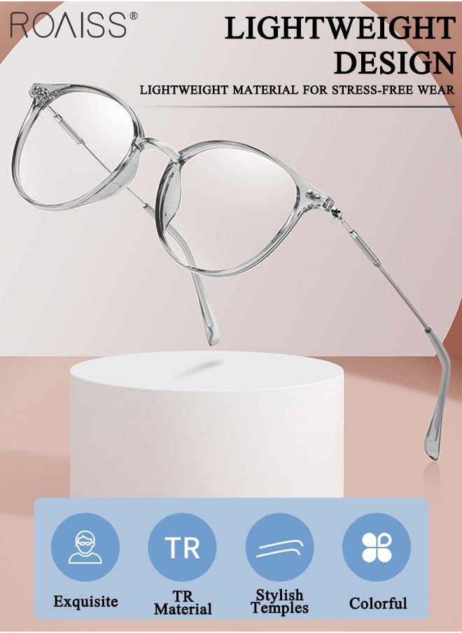 roaiss - Women's Blue Light Blocking Glasses Blue Light Filter Computer Reading Gaming TV Phones Round Eyeglasses Fashion Anti Eyestrain Headache Eyewear - Image 1