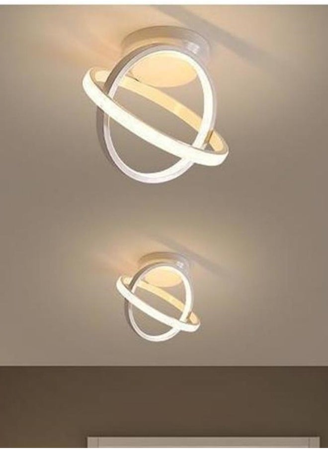 MIXDE Modern LED Ceiling Light, Round Geometry Ceiling Lamp, Chic Chandelier Tricolor for Hallway, Living Room, Bedroom 24W Dia 25CM (White)  - Image 2