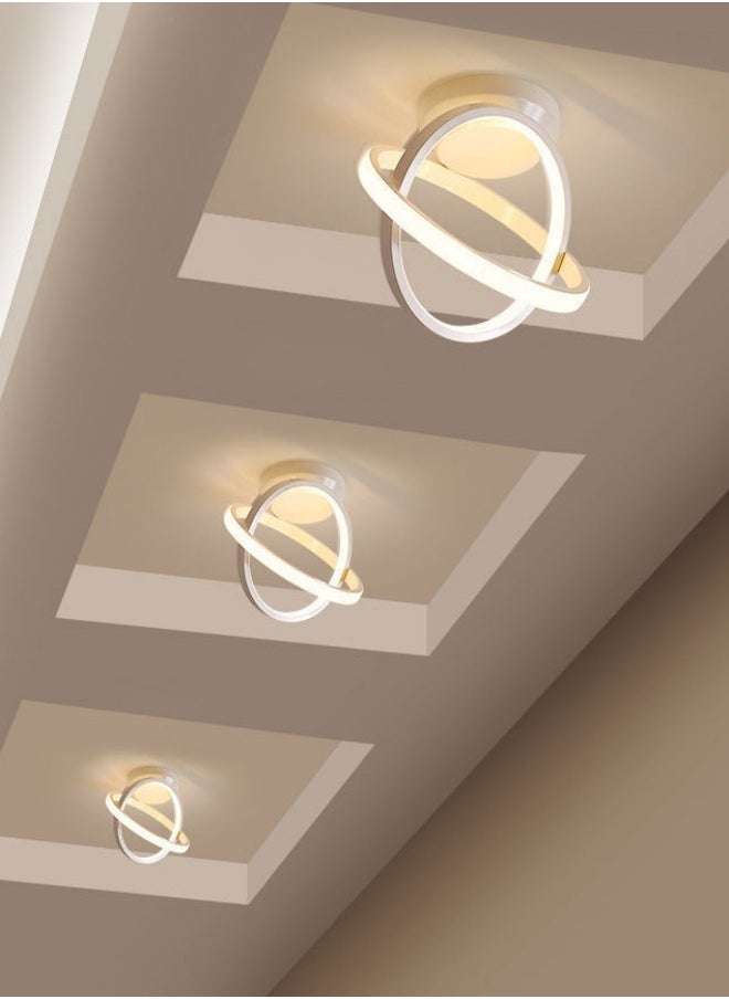 MIXDE Modern LED Ceiling Light, Round Geometry Ceiling Lamp, Chic Chandelier Tricolor for Hallway, Living Room, Bedroom 24W Dia 25CM (White)  - Image 3