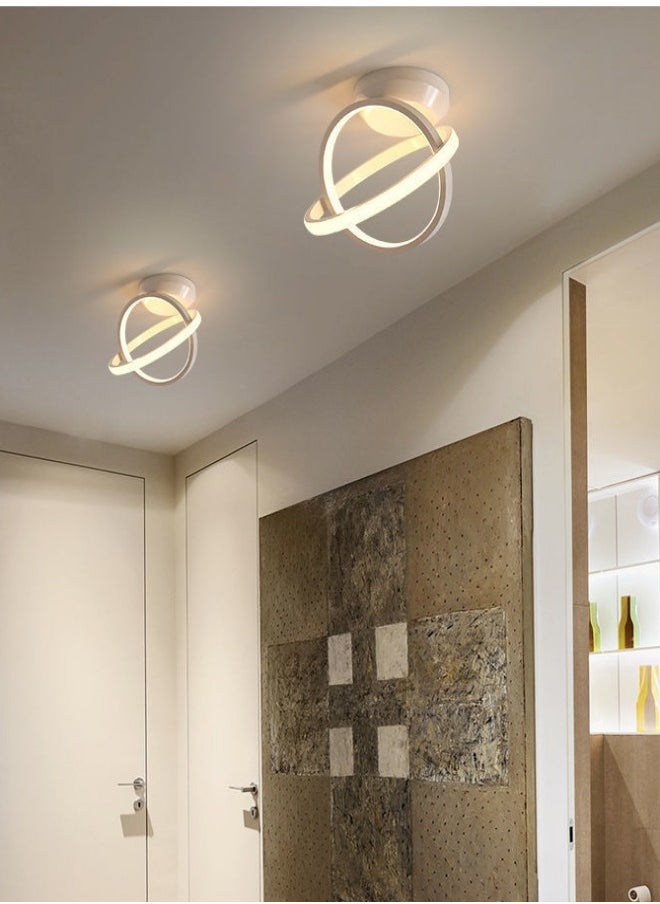 MIXDE Modern LED Ceiling Light, Round Geometry Ceiling Lamp, Chic Chandelier Tricolor for Hallway, Living Room, Bedroom 24W Dia 25CM (White)  - Image 4