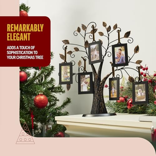Klikel Family Tree Picture Frame Stand with 6 Hanging Photo Picture Frames - Medium Metal Tree 12 X 11 - Holds 6 Ornamental 2x3 Frames - Image 3
