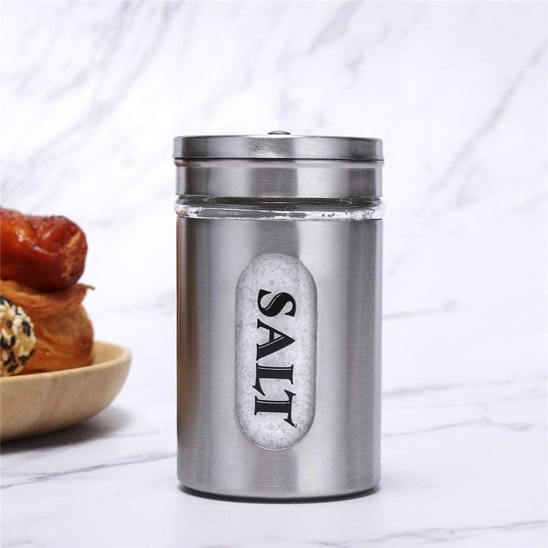 STJKBDFC Salt and Pepper Shakers Stainless Steel and Glass Set (silver) - Image 4