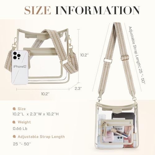 Missnine Clear Crossbody Bags for Women Stadium Approved Clear Purse for Concert Transparent Plastic Bag with Guitar Strap - Image 5