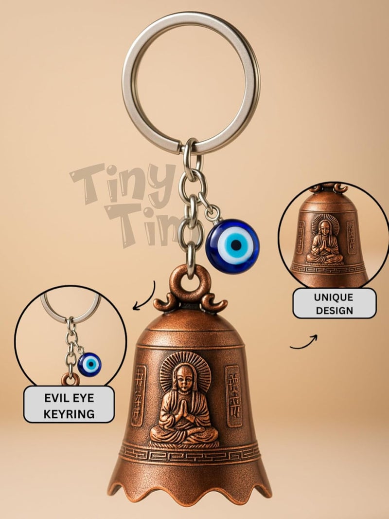 Tiny Tim Store Guardian Bell with Evil Eye Charm – Protective Motorcycle & Car Accessory – Tibetan-Inspired Design – Wards Off Negative Energy – Ideal Gift for Bikers & Travelers - Image 4