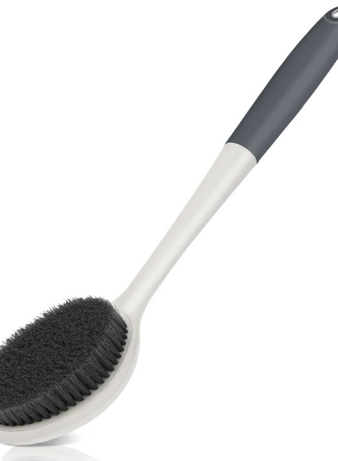 surlees Back Brush for Shower for Men & Women 17" | Body Brush for Wet & Dry Brushing | Exfoliating Body Scrubber & Back Scrubber | Shower Brush with Long Handle (Gray, Scrub Force 5-7) - Image 1