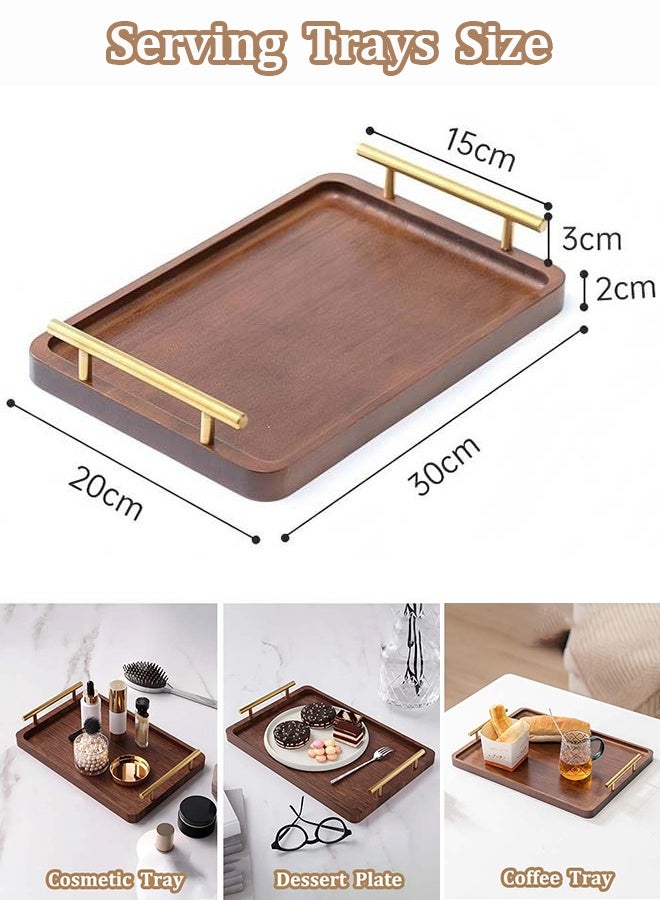 ثمانية فيبيهاوس صينية تقديم قهوة بمقابض ذهبية صنية صفيرة، طبق تقديم، صينية خشب صينية طعام للفطور، صحن خشب القهوة، العشاء، وحفلات البار، طبق حلوى، صينية ديكور للمطبخ، غرفة النوم طوفرية تقديم القهوة صحن خشب (30 × 20 × 2 سم صحن تقديم) - Image 4