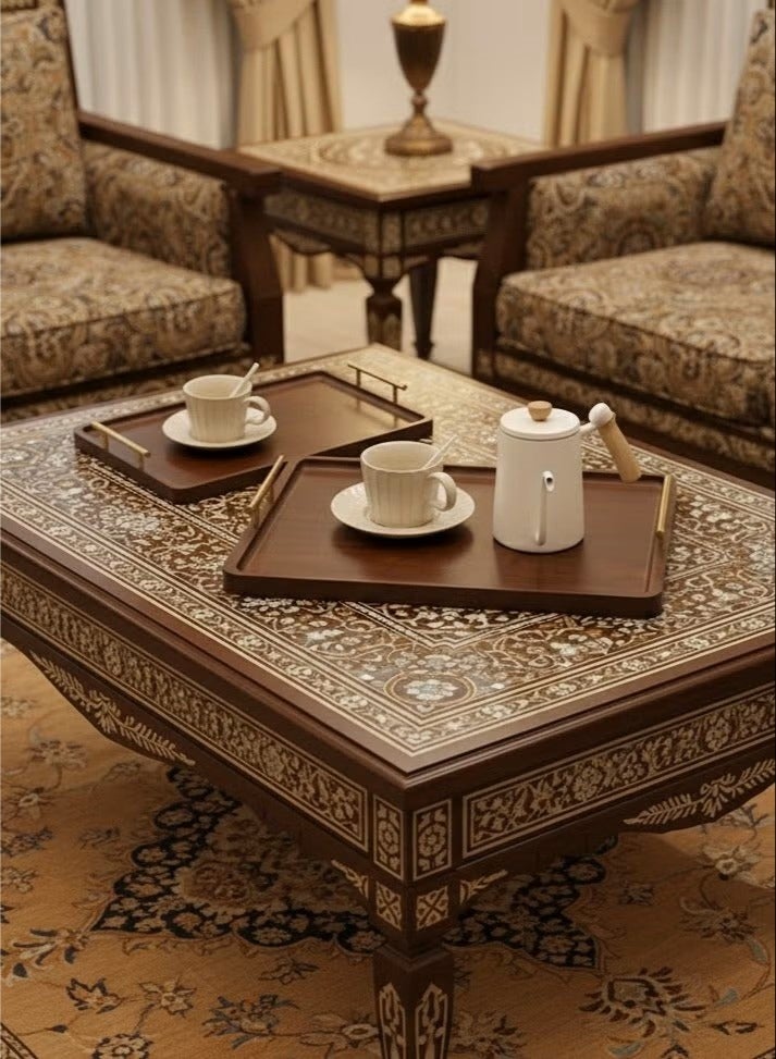 ثمانية فيبيهاوس صينية تقديم قهوة بمقابض ذهبية صنية صفيرة، طبق تقديم، صينية خشب صينية طعام للفطور، صحن خشب القهوة، العشاء، وحفلات البار، طبق حلوى، صينية ديكور للمطبخ، غرفة النوم طوفرية تقديم القهوة صحن خشب (30 × 20 × 2 سم صحن تقديم) - Image 5