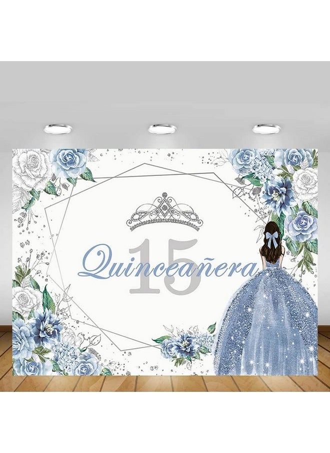 Quinceanera 15 Backdrop For Sweet 15 Quince Años Girls Party Banner Blue Floral Background Sliver Glitter Crown Princess Quinceañera Birthday Decorations Props Cake Table Supplies 7X5Ft - pzsku/Z187FA68615AD4DB24369Z/45/_/1720088733/c0c4fb99-a4a8-4a78-9538-4c55571e5eb2