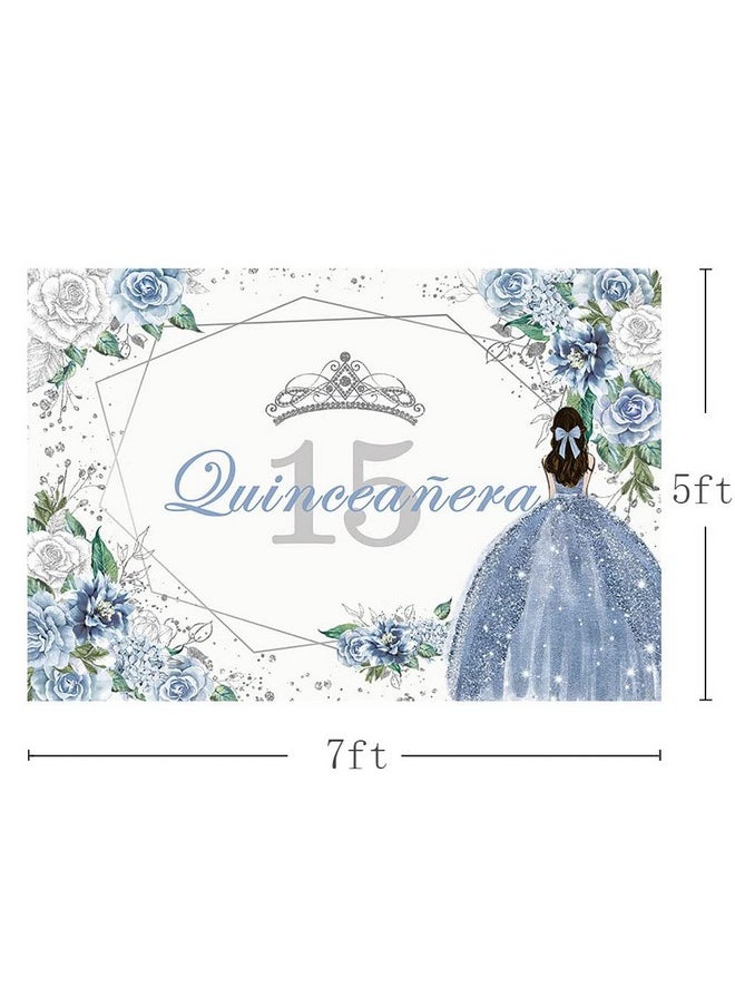 Quinceanera 15 Backdrop For Sweet 15 Quince Años Girls Party Banner Blue Floral Background Sliver Glitter Crown Princess Quinceañera Birthday Decorations Props Cake Table Supplies 7X5Ft - pzsku/Z187FA68615AD4DB24369Z/45/_/1720088734/8e301acb-4179-4b8b-8548-07c0a1032f2d