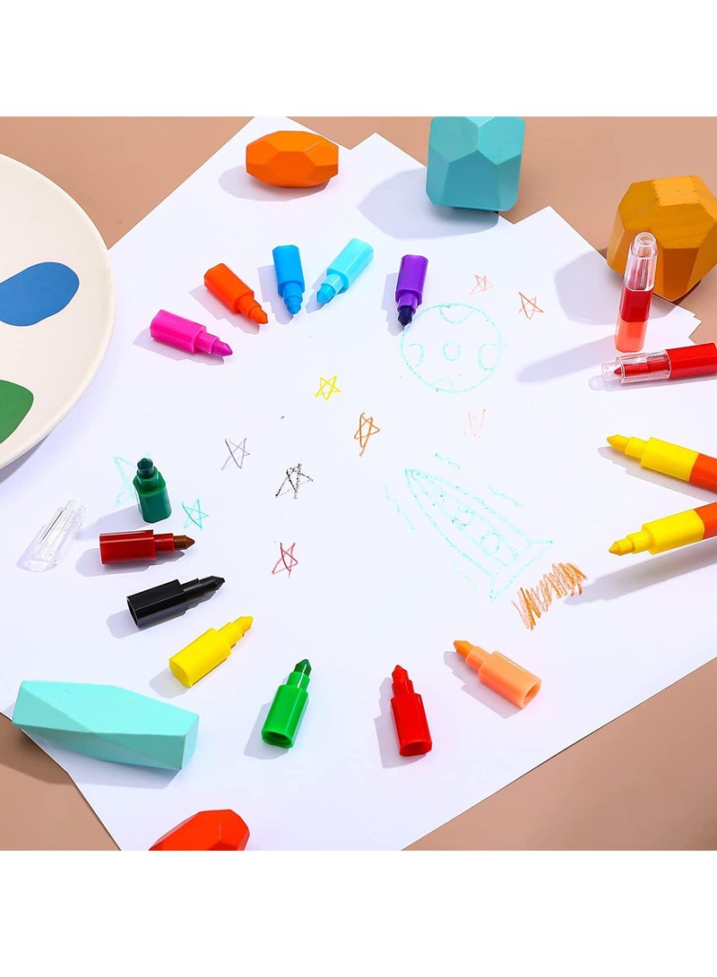 KASTWAVE أقلام قوس قزح، 15 قطعة من أقلام تلوين قابلة للتكديس للأطفال، أقلام تلوين قابلة للبناء، هدايا حفلات لمستلزمات المكتب والمدرسة (12 لون) - Image 5