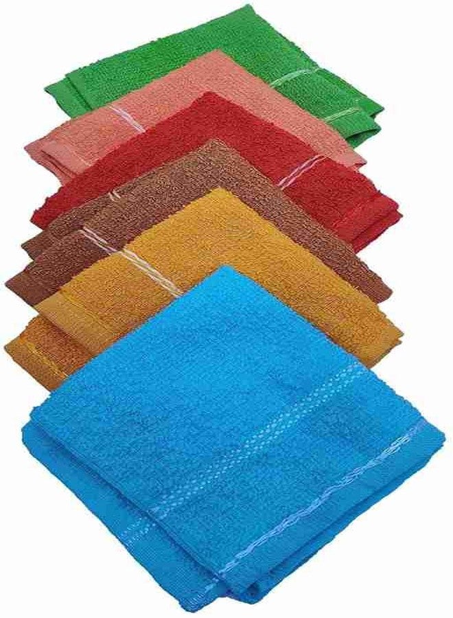 My E Shop Pure Cotton Small Size Face Towel/Rumal -200 GSM/Extra Soft and Super Absorbent Face Towels for Women, Kids, and Newborn Babies - Set of 6 (25X25 Cm) - Multicolor (D-7S) - Image 1