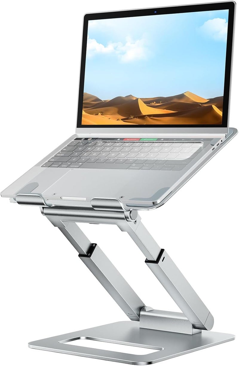 Adjustable Laptop Stand for Desk - Ergonomic Telescopic Riser for Laptops 10-17" (Silver) - Image 1