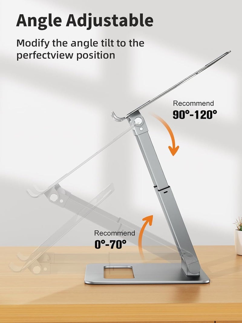 Adjustable Laptop Stand for Desk - Ergonomic Telescopic Riser for Laptops 10-17" (Silver) - Image 4