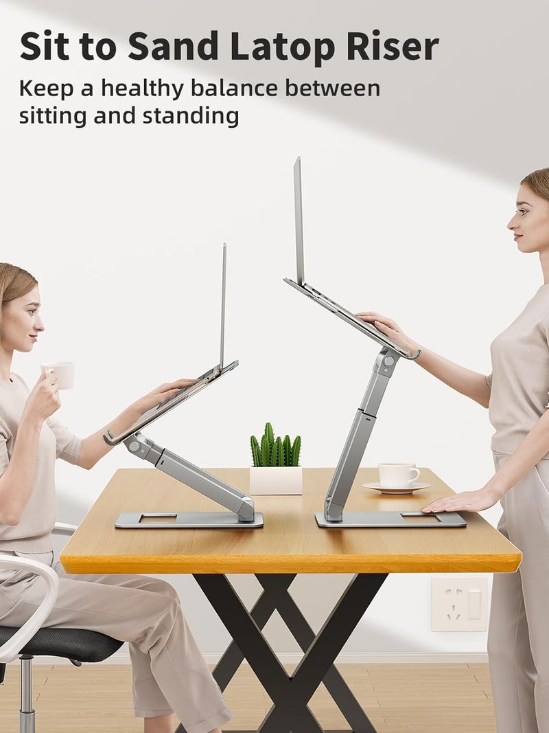 Adjustable Laptop Stand for Desk - Ergonomic Telescopic Riser for Laptops 10-17" (Silver) - Image 2