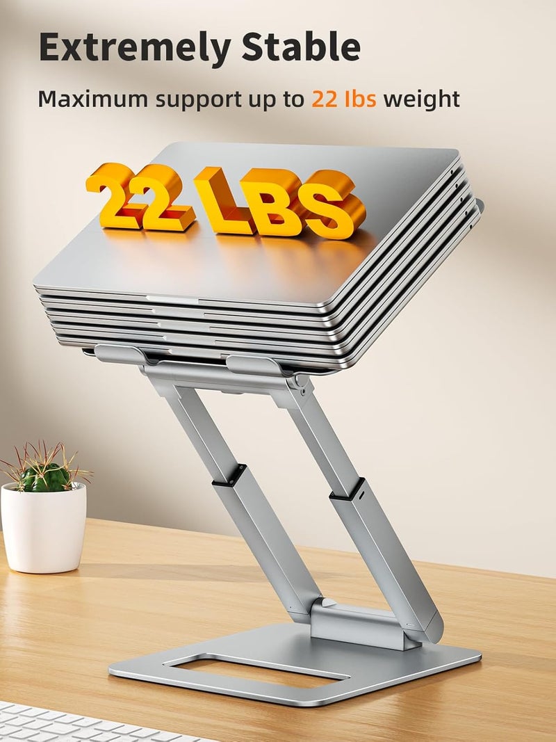 Adjustable Laptop Stand for Desk - Ergonomic Telescopic Riser for Laptops 10-17" (Silver) - Image 5