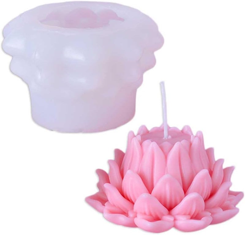 LEGACYCART LEGACYCART 3D Lotus Silicone Scented Candle Mould Flower Silicone Mold Aromatherapy Candle Molds for Candle Making Supplies Soap Molds Resin Molds Home Decor Floral Silicone Molds for Resin Epoxy Cement Gypsum PACK OF 1 