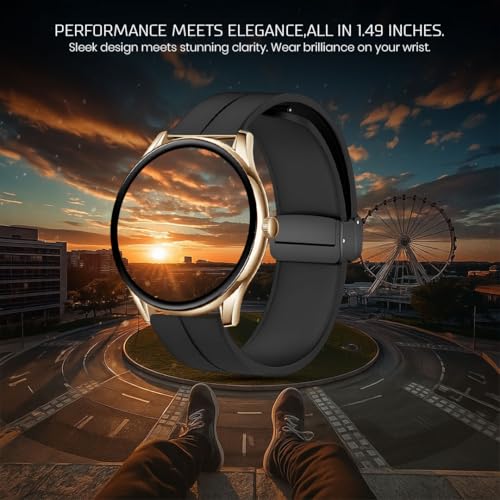 PunnkFunnk Glavito Round Dial Smartwatch 1.49" AMOLED Display, 100+ Sports Modes, IP67, Health Tracking, Bluetooth Calling, Crown Control, 100+ Watch Faces for Men & Women (Magnetic Black) - Image 2