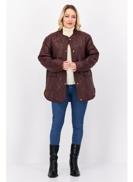 Black Tape Women Quilted Jacket, Maroon  - Image 3