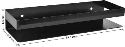 ZEELPETAL ZEELPETAL Powder Coated Metal MultiPurpose Bathroom Shelf Wall Mount Black 1  - Image 3
