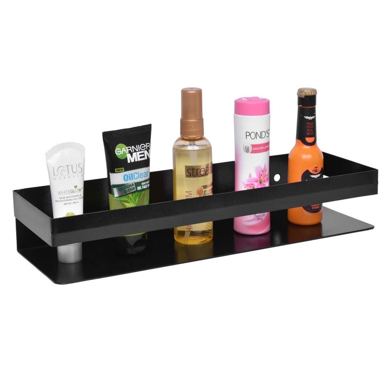 ZEELPETAL ZEELPETAL Powder Coated Metal MultiPurpose Bathroom Shelf Wall Mount Black 1  - Image 1