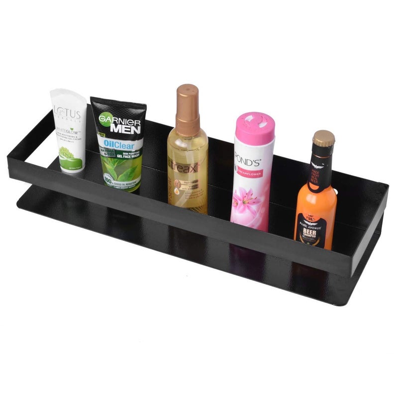 ZEELPETAL ZEELPETAL Powder Coated Metal MultiPurpose Bathroom Shelf Wall Mount Black 1  - Image 4