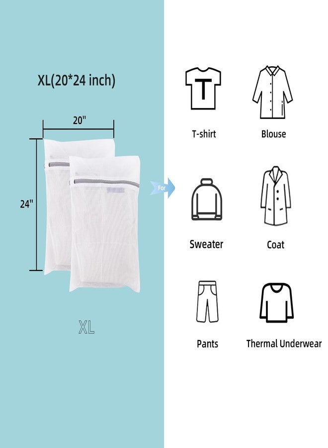 Gogooda Set of 2 Extra Large Mesh Laundry Bags Washing Bags for Blouse, Jacket,Pants, Sheets, 20×24inch - Image 4
