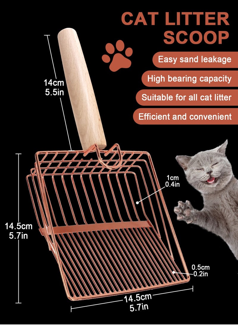 URbazaar Cat Litter Scoop Stainless Steel Metal, Non-Slip Beech handle Kitty Deep Shovel for Maximum Sifting, Durable Premium Non-Stick Aluminum Alloy Sifter Cat Litter Shovel - Image 2
