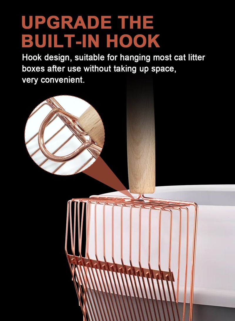 URbazaar Cat Litter Scoop Stainless Steel Metal, Non-Slip Beech handle Kitty Deep Shovel for Maximum Sifting, Durable Premium Non-Stick Aluminum Alloy Sifter Cat Litter Shovel - Image 3