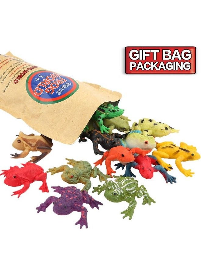 ValeforToy - Frog Toys 12 Pack Mini Rubber Frog Sets Super Stretches Material Tpr With Gift Bag Realistic Frog Figure Toys For Boy - Image 1