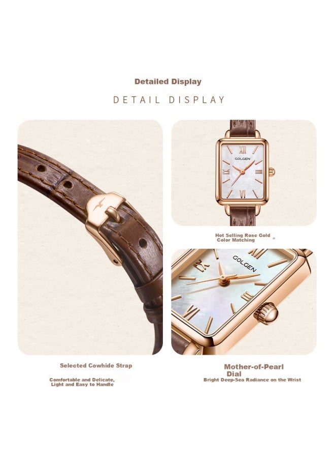 Golgen Vintage Square Watch With Swan Design For Women, Quartz Watch, Mother's Day Gift, Model 19035 Brown - Image 3