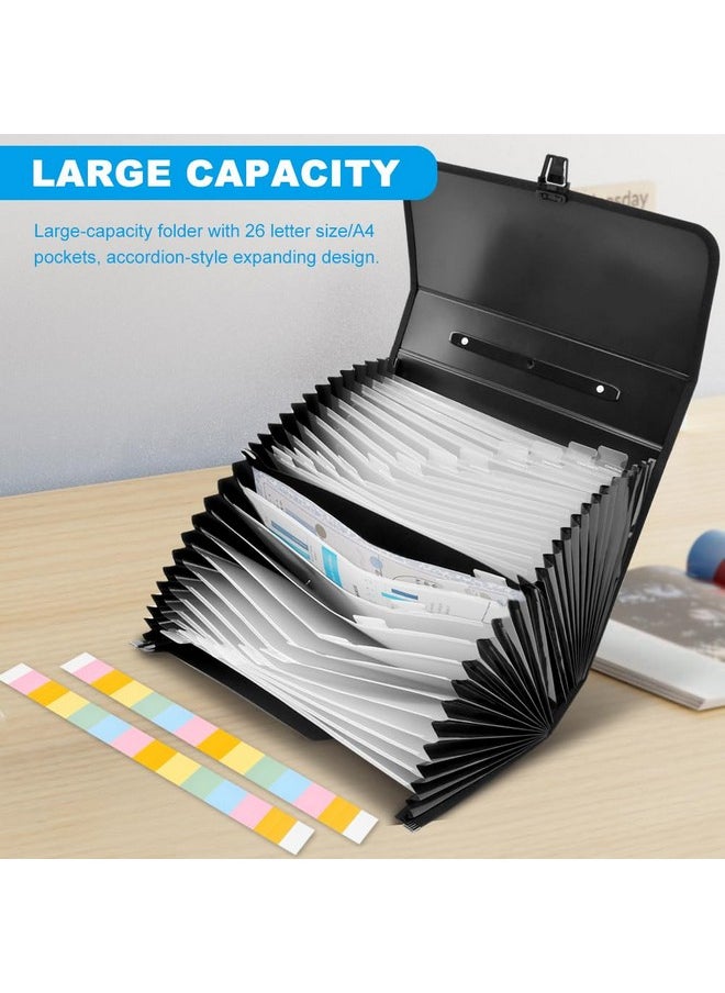LVOERTUIG 26 Pockets Expanding File Accordion Folder with Handle, Letter A4 Paper Size Expandable Plastic File Folder Wallet Portable Document Organizer with Flap & Buckle for Travel School Office  - Image 5
