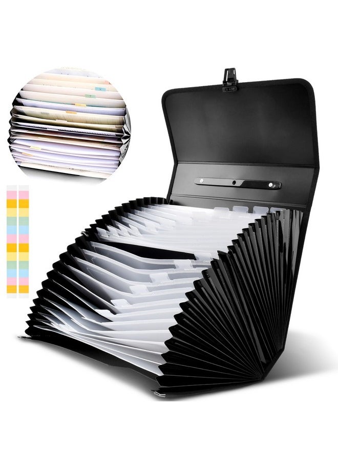 LVOERTUIG 26 Pockets Expanding File Accordion Folder with Handle, Letter A4 Paper Size Expandable Plastic File Folder Wallet Portable Document Organizer with Flap & Buckle for Travel School Office  - Image 2