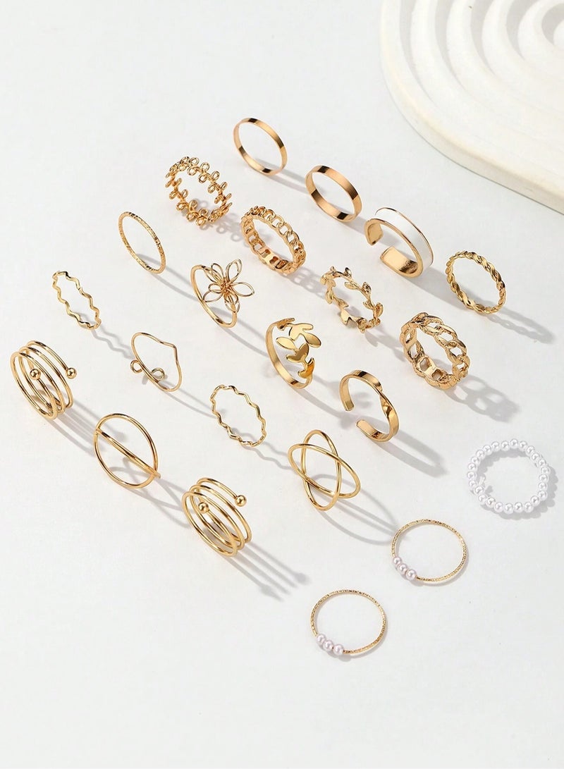 Women’s Gold Ring Set with Multiple Modern Designs – 22Pcs Elegant Rings for Parties, Special Occasions, and Daily Wear - Image 2