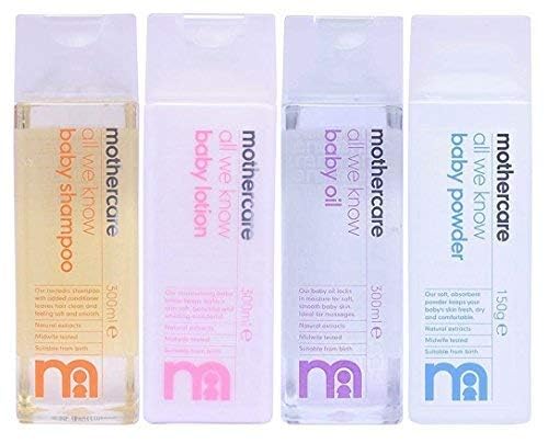 Mothercare All We Know Baby Shampoo (300ml), Baby Lotion (300ml), Baby Oil (300ml) and Baby Powder (150gm) Combo - Image 2