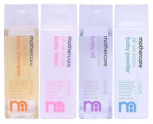 Mothercare All We Know Baby Shampoo (300ml), Baby Lotion (300ml), Baby Oil (300ml) and Baby Powder (150gm) Combo - Image 3