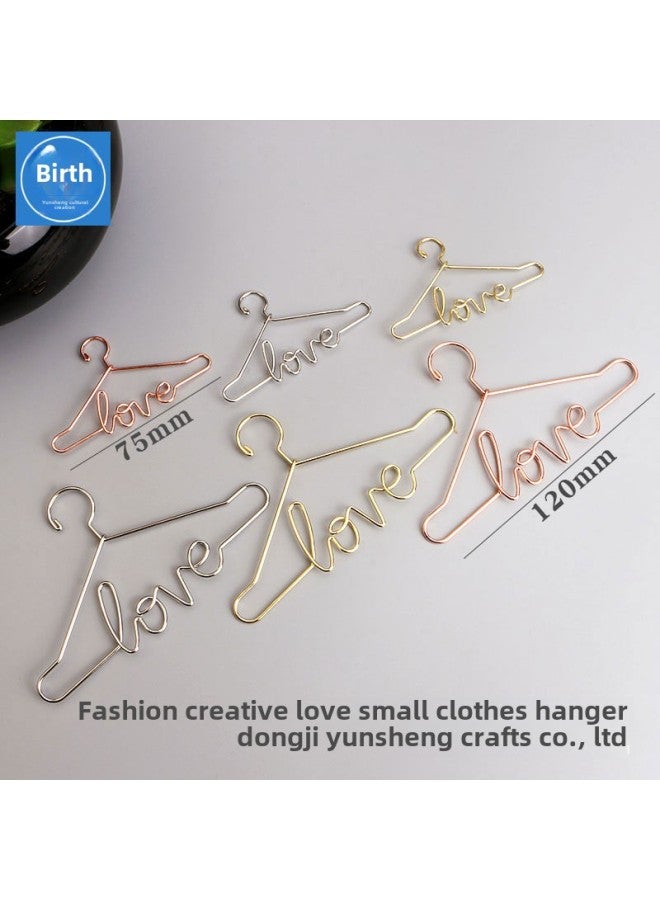 Hanging Plating Color Plating Creative Metal BJD Doll Hanger 3/6 Points Cotton Doll Mini Small Clothes Hanging-Height:120mm Rose Gold Belt Love  - Image 1