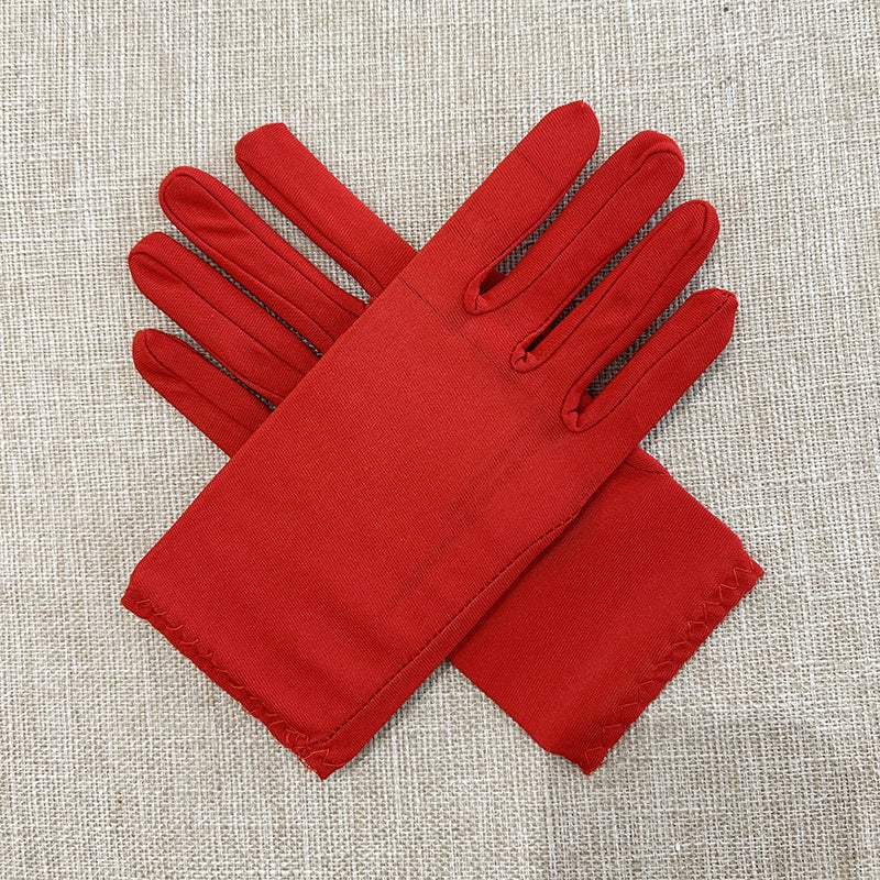 Cross-border short milk silk gloves clothing accessories etiquette gloves summer go out essential Red 
