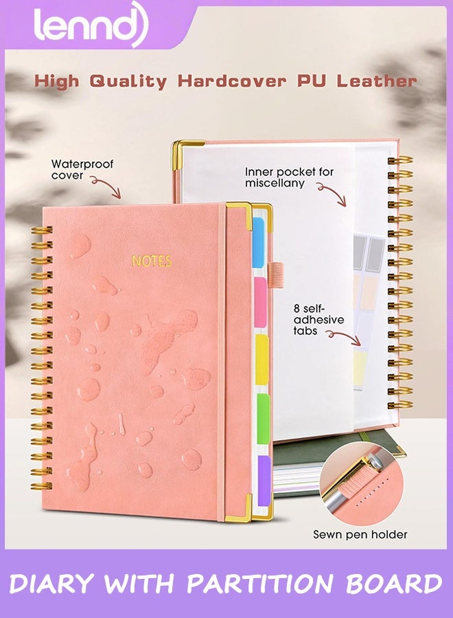 LENND Hardcover Spiral Notebook Journal with Removable Dividers Tabs, 300 Pages Leather 5 Subject Notebook College Ruled,  Large B5 Notebooks for Work School Note taking, Lined Journal for Women - Image 3