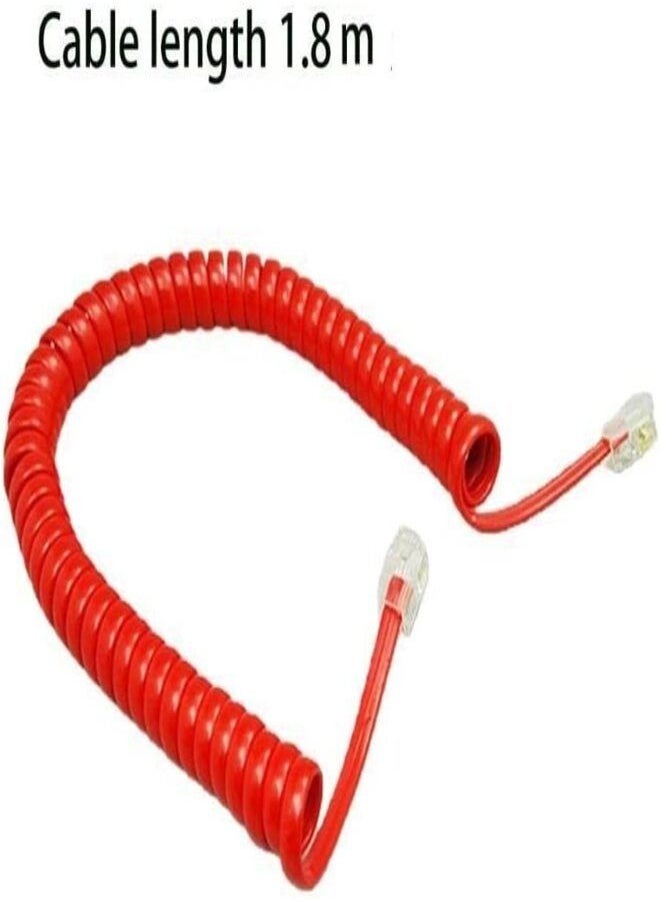 DKURVE - Four-core Telephone Handset Cable Cord 6Ft Modular Coiled RJ9/RJ10/RJ22 4P4C Standard Telephone Handset Cord Red Curly 1.8m - Image 1