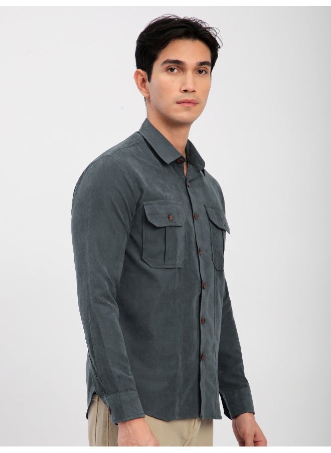 Grey Panel Suede Shirt - pzsku/Z1880310FD1B92AF312B7Z/45/_/1738234612/44b09b33-777d-47a6-abf7-821ffb2a38b8