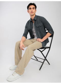 Beyoung Grey Panel Suede Shirt  - Image 4