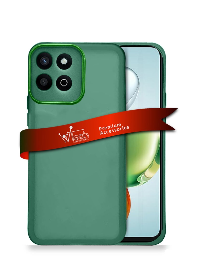 Wtech Honor X7c 4G 2024 Soft Transparent TPU Silicone Ultra Thin Phone Stylish Electroplated Camera Border Back Case Cover - Dark Green - Image 1