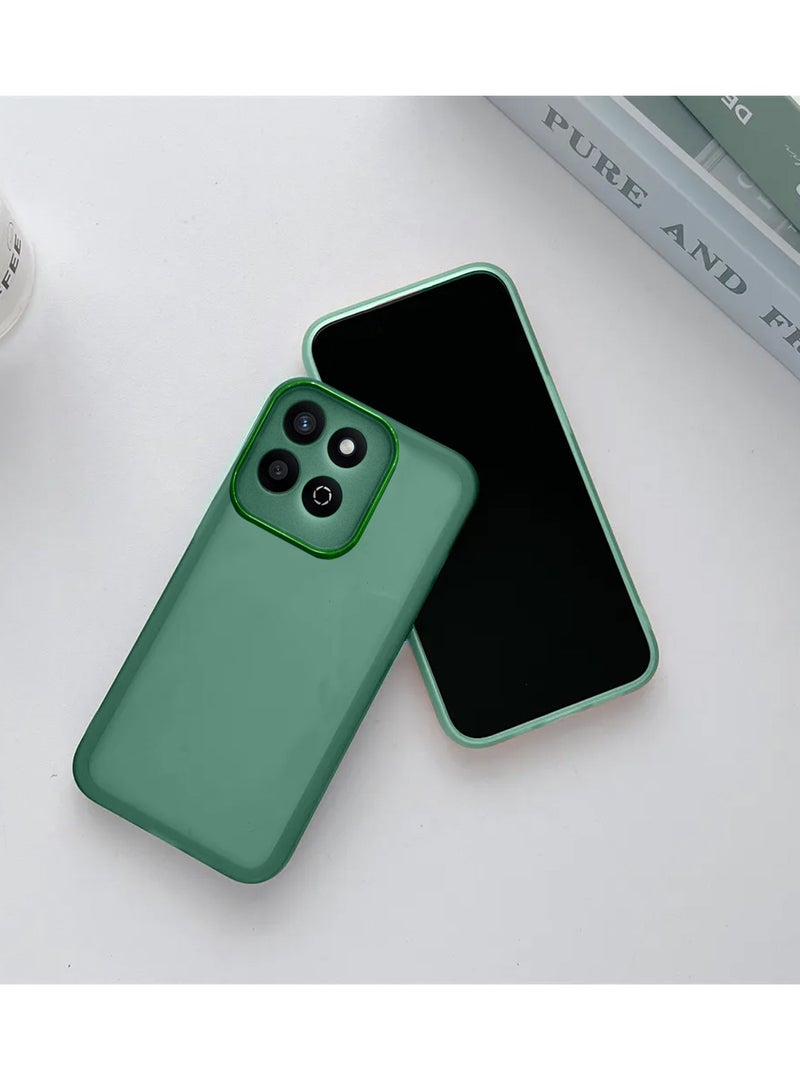Wtech Honor X7c 4G 2024 Soft Transparent TPU Silicone Ultra Thin Phone Stylish Electroplated Camera Border Back Case Cover - Dark Green - Image 2