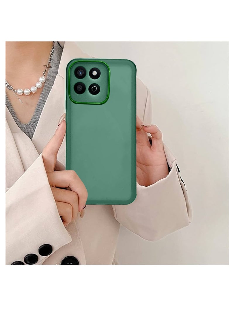 Wtech Honor X7c 4G 2024 Soft Transparent TPU Silicone Ultra Thin Phone Stylish Electroplated Camera Border Back Case Cover - Dark Green - Image 3