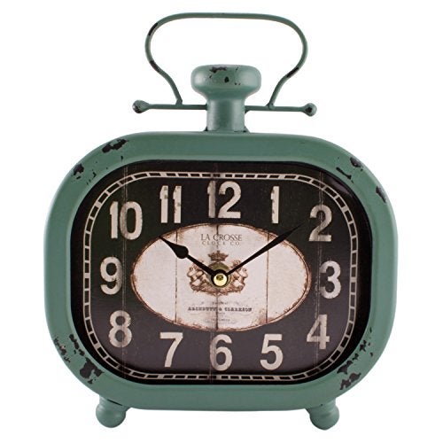 La Crosse Technology La Crosse 404-3425 Distressed Teal Metal Clock - Image 1