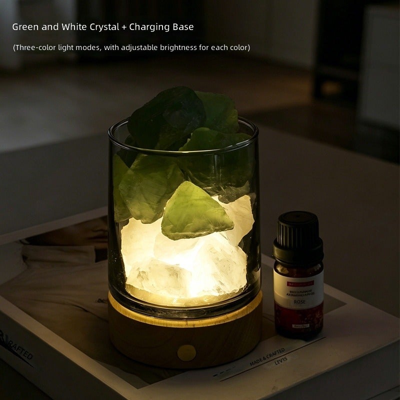 Natural Crystal Aroma Diffuser Night Light - Raw Stone Scented Lamp for Bedroom, Home Decor, Essential Oil Diffuser